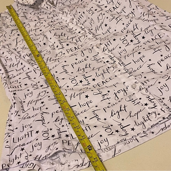 Zac & Rachel Womens M White Roll Tab Sleeve Peace Light Joy Button Up Shirt - Picture 9 of 11
